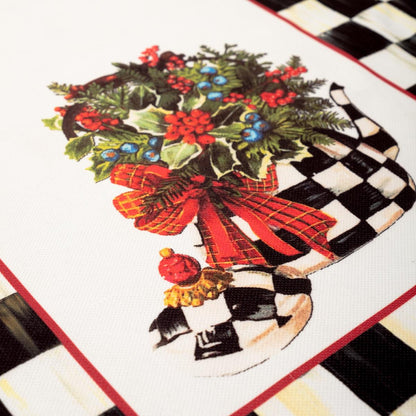 Mackenzie Dama Desenli 3'lü Mutfak Seti - Runner, Fırın Örtüsü ve Mutfak Önlüğü HEDİYELİK-LTD366