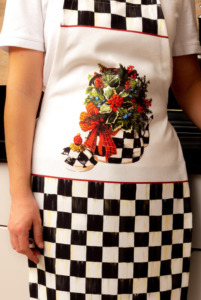 Mackenzie Dama Desenli 3'lü Mutfak Seti - Runner, Fırın Örtüsü ve Mutfak Önlüğü HEDİYELİK-LTD366