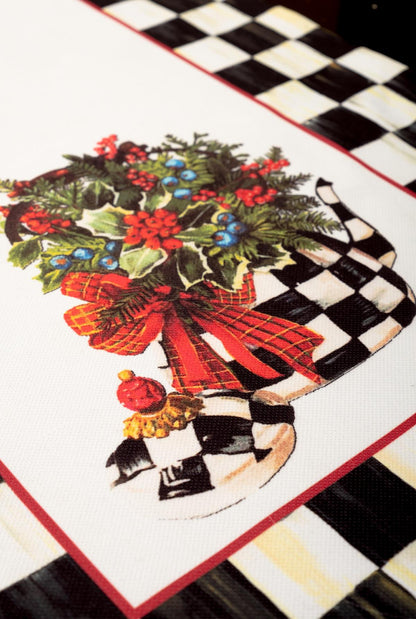 Mackenzie Dama Desenli 3'lü Mutfak Seti - Runner, Fırın Örtüsü ve Mutfak Önlüğü HEDİYELİK-LTD366