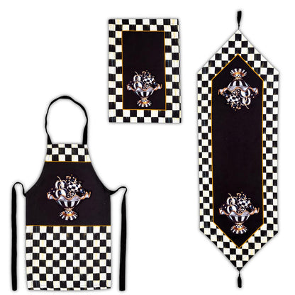 Mackenzie Kabak Desenli 3'lü Mutfak Seti - Runner, Fırın Örtüsü ve Mutfak Önlüğü HEDİYELİK-LTD365-S