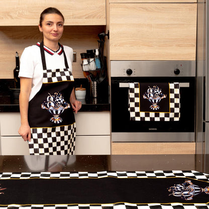 Mackenzie Kabak Desenli 3'lü Mutfak Seti - Runner, Fırın Örtüsü ve Mutfak Önlüğü HEDİYELİK-LTD365-S