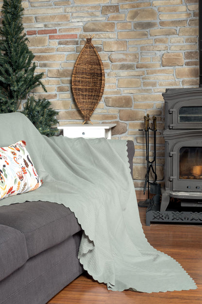 Mikrofiber Şönil Fitilli Minimalist Tekli Koltuk Örtüsü - 110x175 cm,2 Adet Çift Taraflı, Kaymaz, Terletmez A.Gri