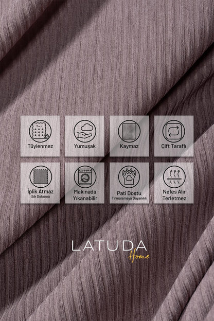 Mikrofiber Şönil Fitilli Minimalist Tekli Koltuk Örtüsü - 110x175 cm,2 Adet Çift Taraflı, Kaymaz, Terletmez Rose