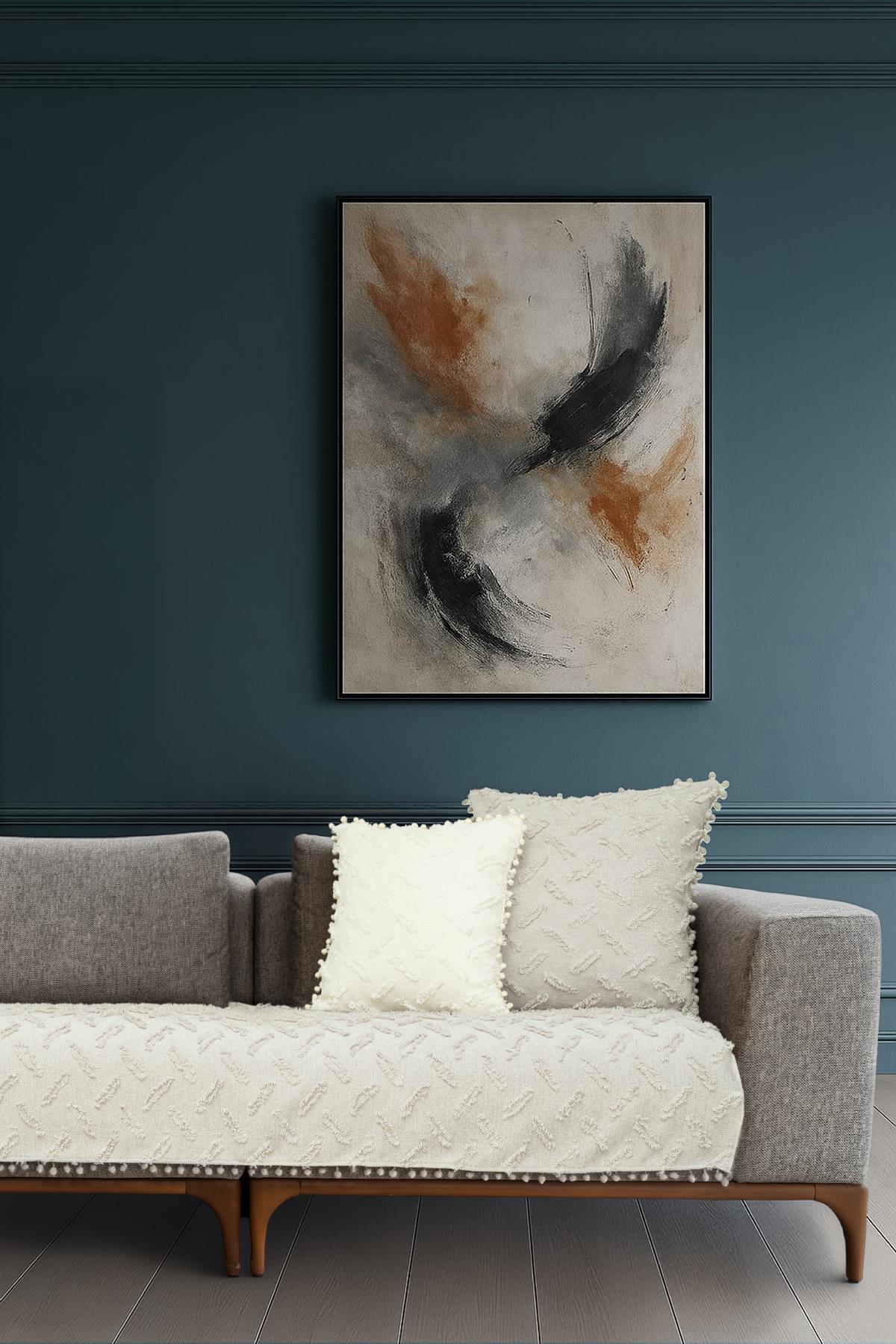 Ponela Bohem Ponponlu Koltuk Örtüsü 90x200 cm Sadece Oturma Alanı (1 Adet )- Kil