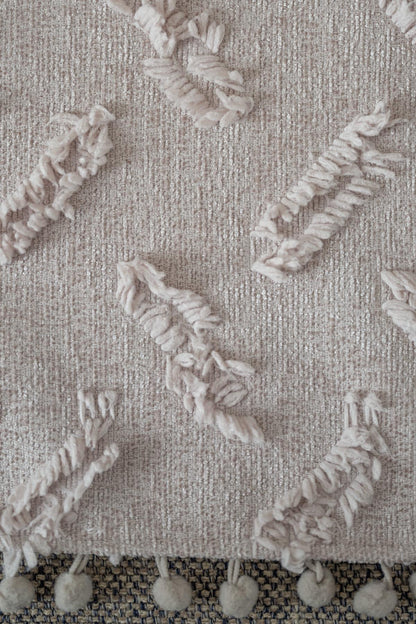 Ponela Bohem Ponponlu Koltuk Örtüsü 90x200 cm Sadece Oturma Alanı (1 Adet )- Kil