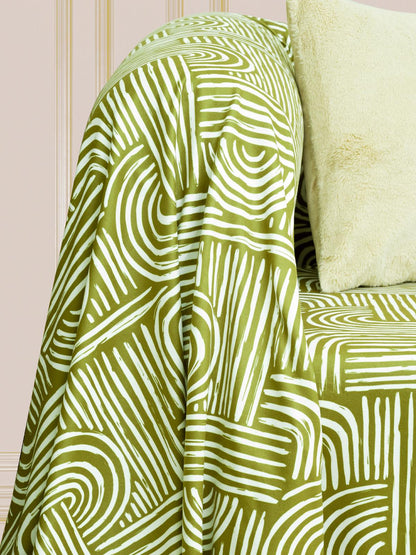 SoftMicro Gökkuşağı Desenli Boho 130x180 cm  Koltuk Örtüsü Şalı, Kanepe Örtüsü, Tv Battaniyesi Yeşil