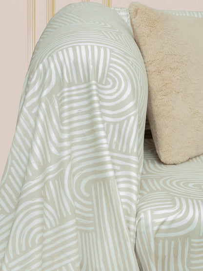 SoftMicro Gökkuşağı Desenli Boho 180x300 cm Koltuk Örtüsü Şalı, Kanepe Örtüsü,  Tv Battaniyesi  Krem