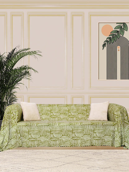 SoftMicro Gökkuşağı Desenli Boho 180x300 cm  Koltuk Örtüsü Şalı, Kanepe Örtüsü, Tv Battaniyesi  Yeşil