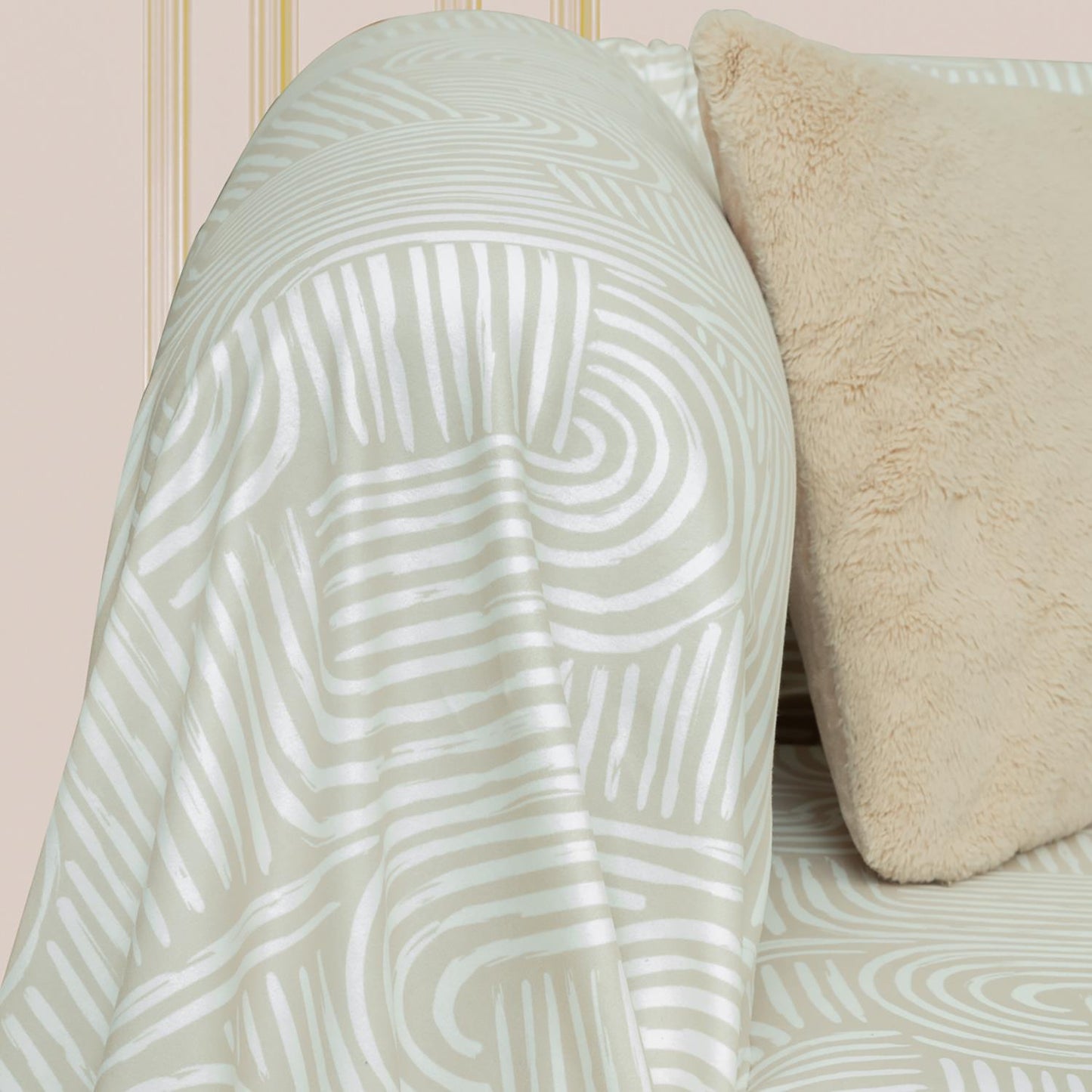 SoftMicro Gökkuşağı Desenli Boho 180x220 cm Koltuk Örtüsü Şalı, Kanepe Örtüsü, Tv Battaniyesi  Krem