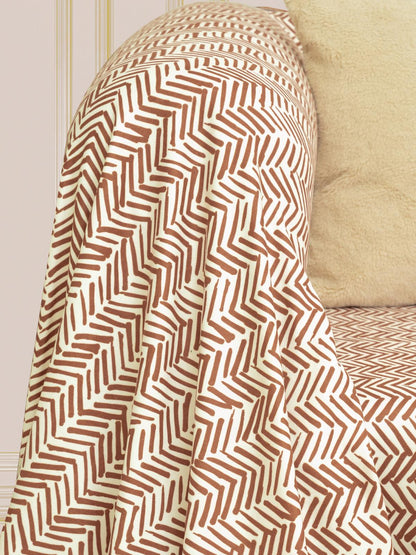 SoftMicro İskandinav Desenli Boho 130x180 cm Koltuk Örtüsü Şalı, Kanepe Örtüsü, Tv Battaniyesi Kiremit Rengi