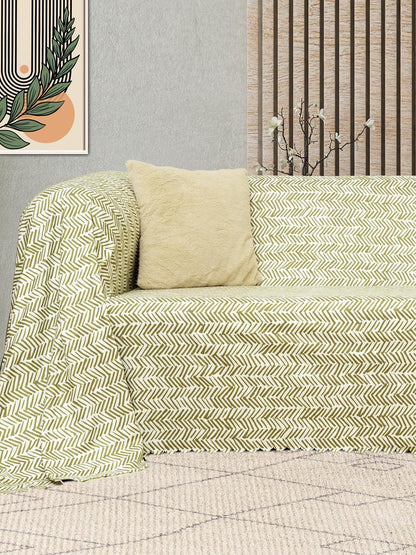 SoftMicro İskandinav Desenli Boho 130x180 cm  Koltuk Örtüsü Şalı, Kanepe Örtüsü, Tv Battaniyesi Yeşil