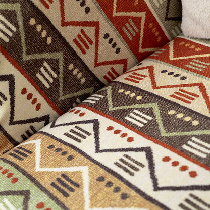 SoftMicro Etnik Desenli Boho 180x300 cm Koltuk Örtüsü Şalı, Kanepe Örtüsü, Tv Battaniyesi  Doğal Renk