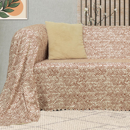 SoftMicro İskandinav Desenli Boho180x300 cm Koltuk Örtüsü Şalı, Kanepe Örtüsü, Tv Battaniyesi Kiremit Rengi