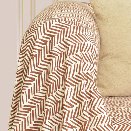SoftMicro İskandinav Desenli Boho180x300 cm Koltuk Örtüsü Şalı, Kanepe Örtüsü, Tv Battaniyesi Kiremit Rengi
