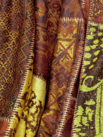 SoftMicro Etnik Desenli Boho 180x300 cm  Koltuk Örtüsü Şalı, Kanepe Örtüsü, Tv Battaniyesi Kiremit Rengi