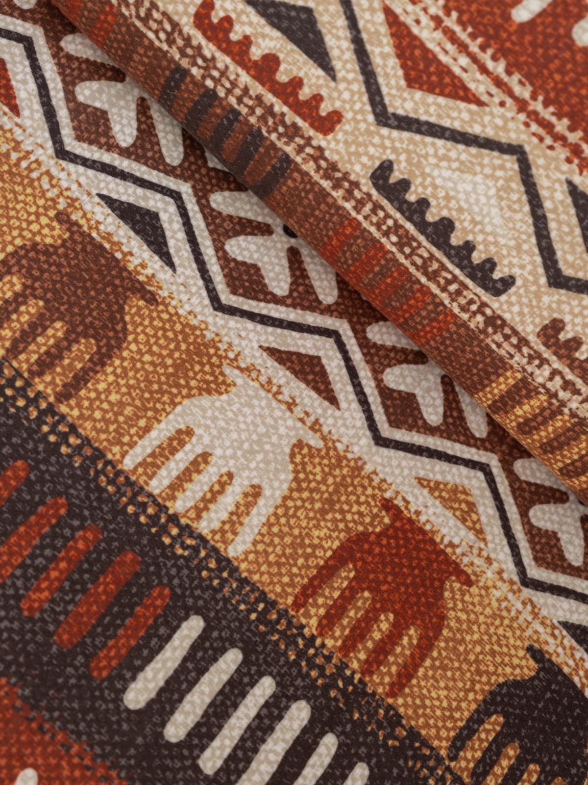 SoftMicro Etnik Desenli Boho 130x180 cm Koltuk Örtüsü Şalı, Kanepe Örtüsü, Tv Battaniyesi Toprak