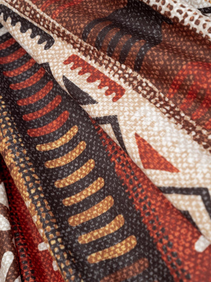 SoftMicro Etnik Desenli Boho 130x180 cm Koltuk Örtüsü Şalı, Kanepe Örtüsü, Tv Battaniyesi Toprak