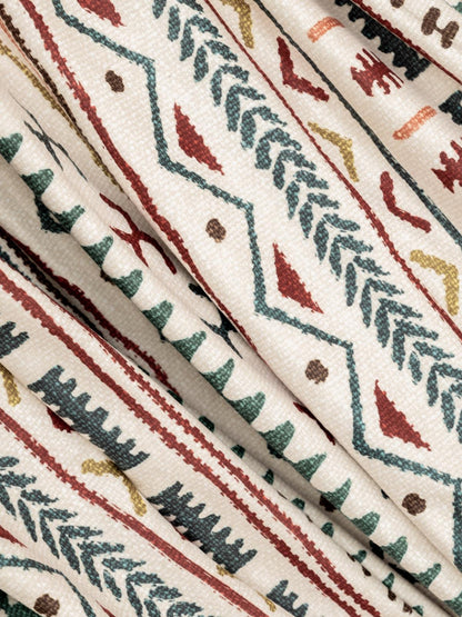 SoftMicro Etnik Desenli Boho 180x220 cm  Koltuk Örtüsü Şalı, Kanepe Örtüsü, Tv Battaniyesi Turkuaz