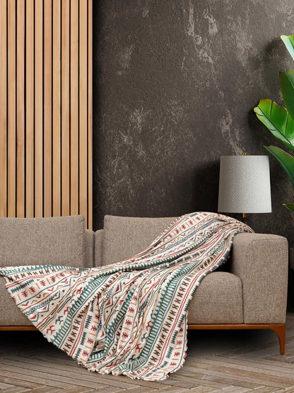 SoftMicro Etnik Desenli Boho180x300 cm  Koltuk Örtüsü Şalı, Kanepe Örtüsü, Tv Battaniyesi Turkuaz