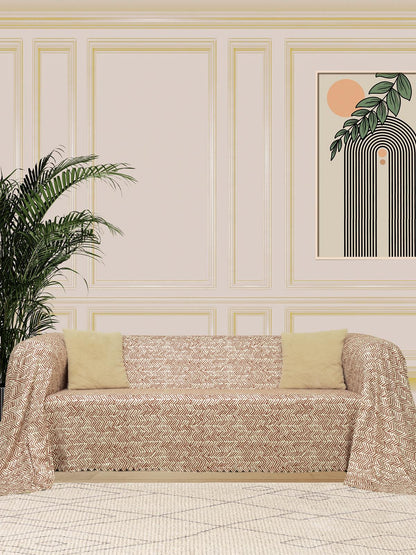 SoftMicro İskandinav Desenli Boho180x300 cm Koltuk Örtüsü Şalı, Kanepe Örtüsü, Tv Battaniyesi Kiremit Rengi