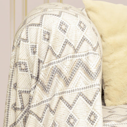 SoftMicro İskandinav Desenli180x220 cm  Koltuk Örtüsü Şalı, Kanepe Örtüsü, Tv Battaniyesi Gri