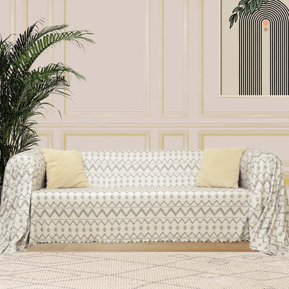 SoftMicro İskandinav Desenli 180x300 cm Koltuk Örtüsü Şalı, Kanepe Örtüsü, Tv Battaniyesi Gri