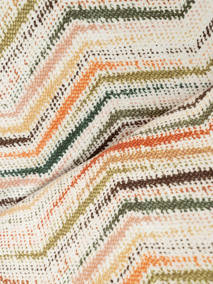 SoftMicro Zikzak Desenli 180x220 cm  Koltuk Örtüsü Şalı , Kanepe Örtüsü, Tv Battaniyesi Krem