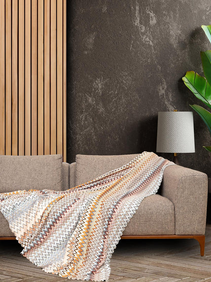 SoftMicro Missoni Zikzak Desenli 180x220 cm Koltuk Örtüsü Şalı, Kanepe Örtüsü, Tv Battaniyesi Çok Renkli