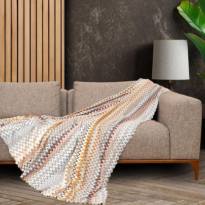 SoftMicro Missoni Zikzak Desenli 180x300 cm Koltuk Örtüsü Şalı, Kanepe Örtüsü, Tv Battaniyesi Çok Renkli