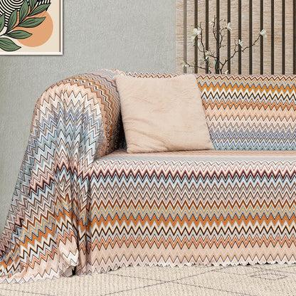 SoftMicro Missoni Zikzak Desenli 180x300 cm Koltuk Örtüsü Şalı, Kanepe Örtüsü, Tv Battaniyesi Çok Renkli