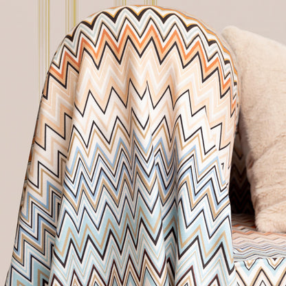 SoftMicro Missoni Zikzak Desenli 180x300 cm Koltuk Örtüsü Şalı, Kanepe Örtüsü, Tv Battaniyesi Çok Renkli