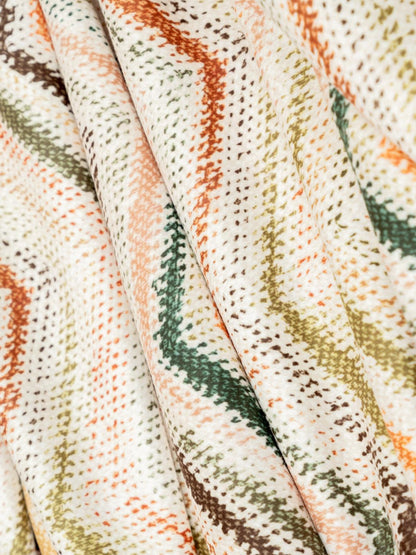 SoftMicro Zikzak Desenli180x300 cm  Koltuk Örtüsü Şalı, Kanepe Örtüsü, Tv Battaniyesi  Krem