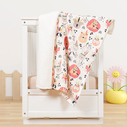 Yumuşak Bebek Battaniyesi Renkli Orman Dostları Kuzu Tüyü Battaniye 80x100 cm LTD9104
