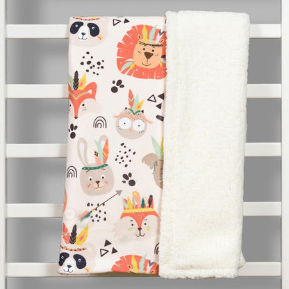Yumuşak Bebek Battaniyesi Renkli Orman Dostları Kuzu Tüyü Battaniye 80x100 cm LTD9104