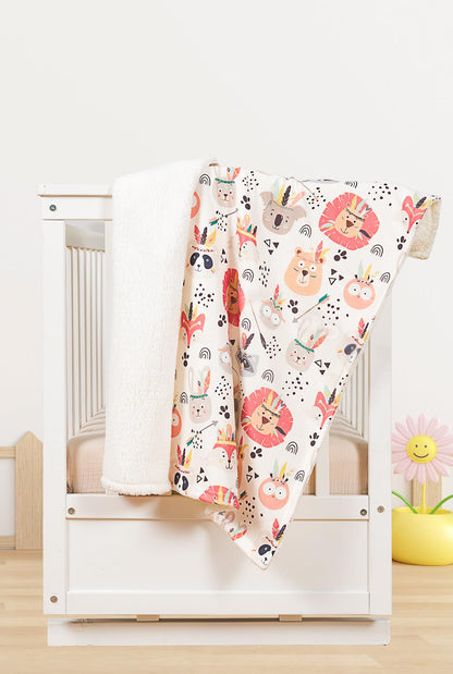 Yumuşak Bebek Battaniyesi Renkli Orman Dostları Kuzu Tüyü Battaniye 80x100 cm LTD9104