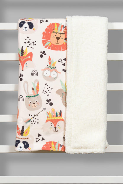 Yumuşak Bebek Battaniyesi Renkli Orman Dostları Kuzu Tüyü Battaniye 80x100 cm LTD9104