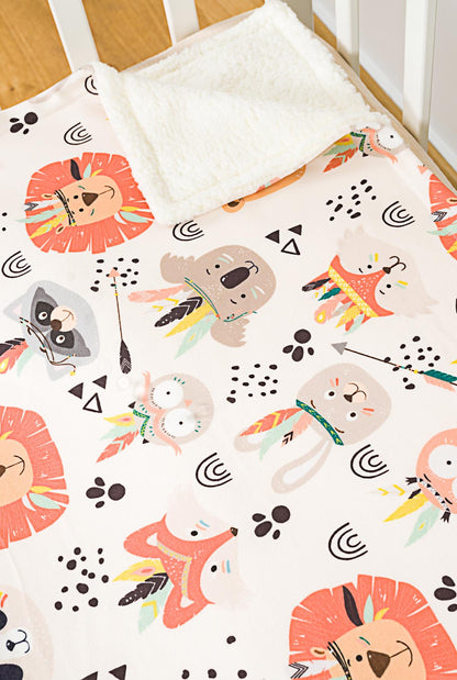 Yumuşak Bebek Battaniyesi Renkli Orman Dostları Kuzu Tüyü Battaniye 80x100 cm LTD9104