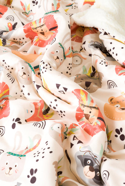 Yumuşak Bebek Battaniyesi Renkli Orman Dostları Kuzu Tüyü Battaniye 80x100 cm LTD9104