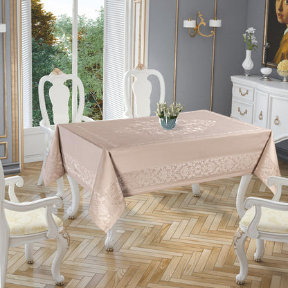 LA8127 Gold Etamin Damask Leke Tutmaz Masa Örtüsü