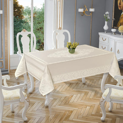 LA8127 Gold Etamin Damask Leke Tutmaz Masa Örtüsü