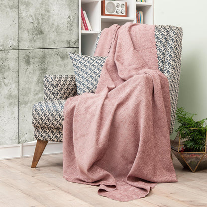 Latuda - Şönil Jakarlı Desen Kaymaz Çekyat Örtüsü ve Koltuk Şalı