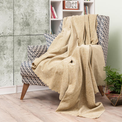 Latuda - Şönil Jakarlı Desen Kaymaz Çekyat Örtüsü ve Koltuk Şalı