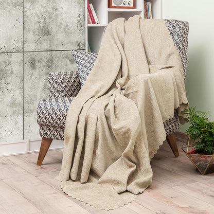 Latuda - Şönil Jakarlı Desen Kaymaz Çekyat Örtüsü ve Koltuk Şalı