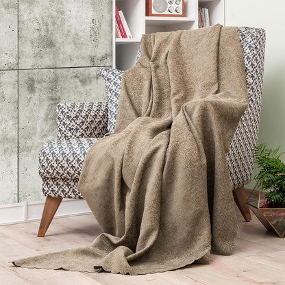 Latuda - Şönil Jakarlı Desen Kaymaz Çekyat Örtüsü ve Koltuk Şalı