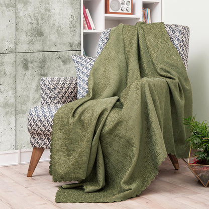 Latuda - Şönil Jakarlı Desen Kaymaz Çekyat Örtüsü ve Koltuk Şalı