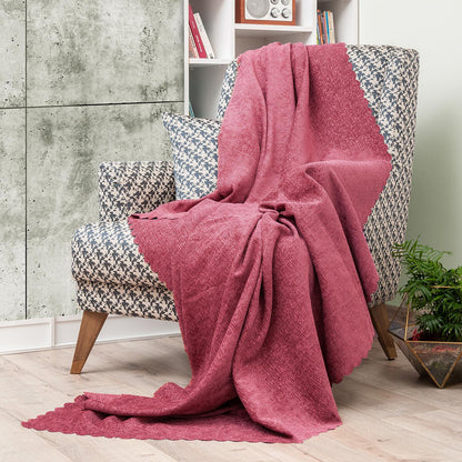 Latuda - Şönil Jakarlı Desen Kaymaz Çekyat Örtüsü ve Koltuk Şalı