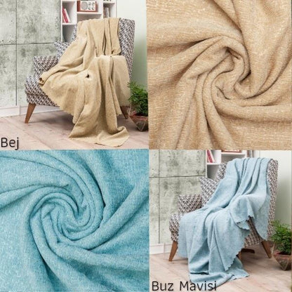 Latuda - Şönil Jakarlı Desen Kaymaz Çekyat Örtüsü ve Koltuk Şalı