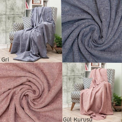 Latuda - Şönil Jakarlı Desen Kaymaz Çekyat Örtüsü ve Koltuk Şalı