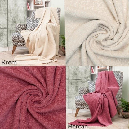 Latuda - Şönil Jakarlı Desen Kaymaz Çekyat Örtüsü ve Koltuk Şalı