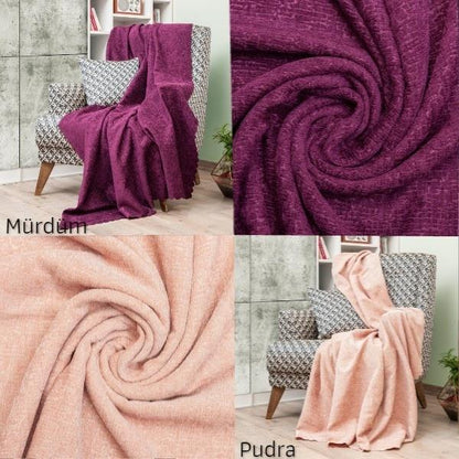 Latuda - Şönil Jakarlı Desen Kaymaz Çekyat Örtüsü ve Koltuk Şalı